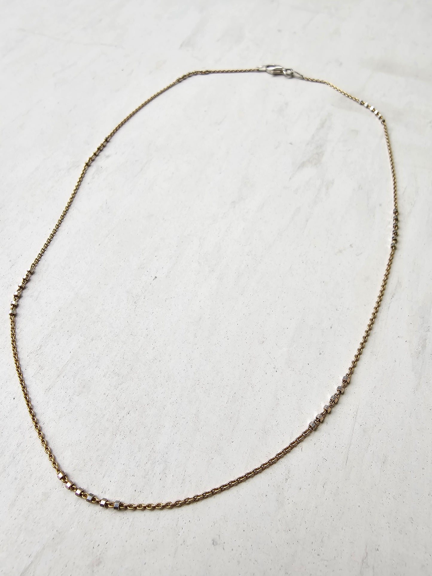 2 tone squared pebble necklace