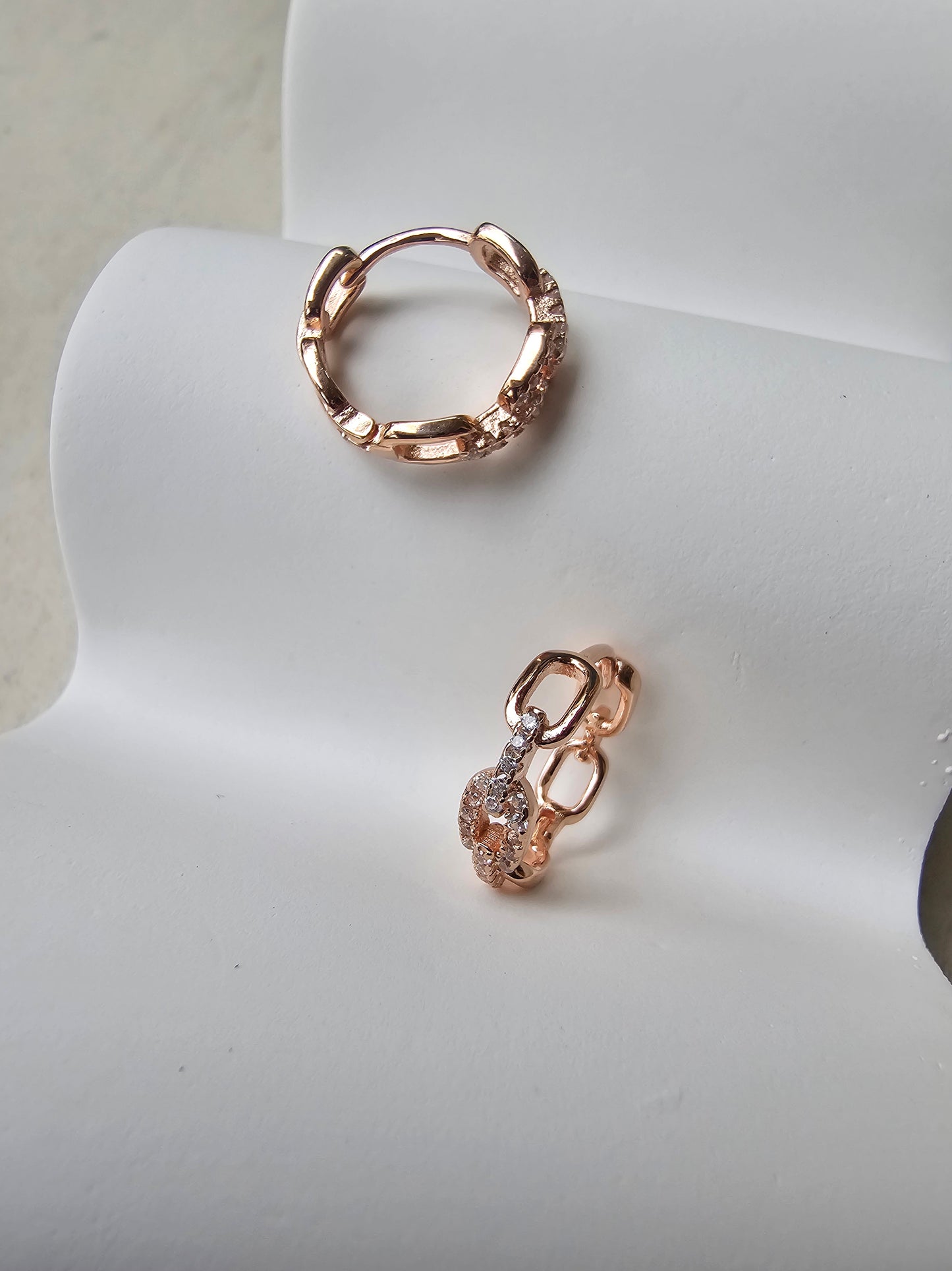 Rosegold link chain hoops