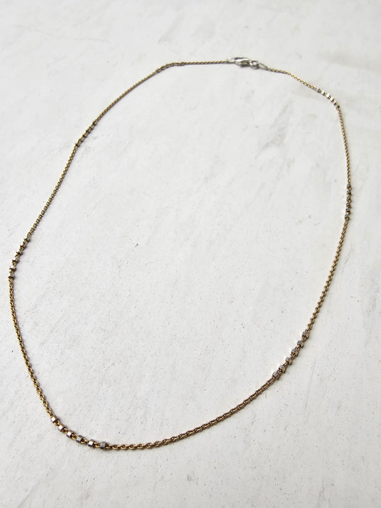 2 tone squared pebble necklace