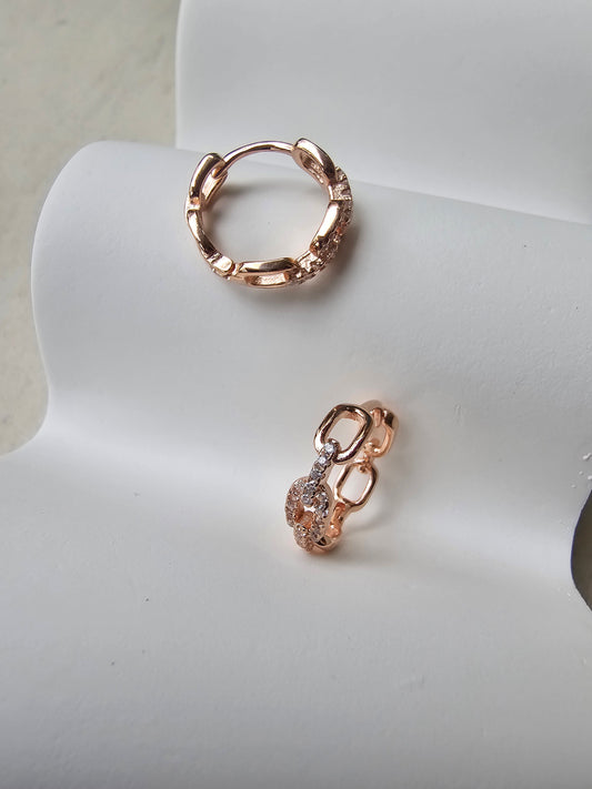 Rosegold link chain hoops