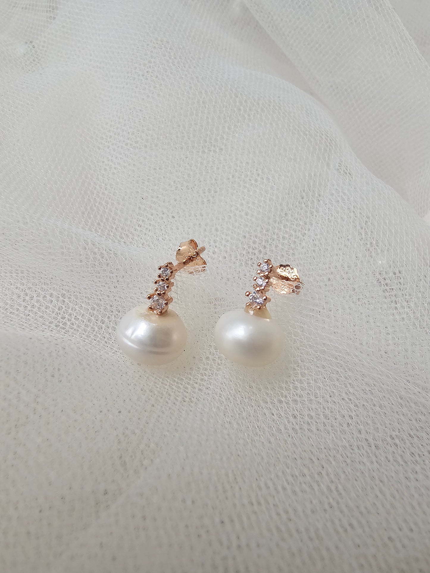 Aretes de perla rosegold