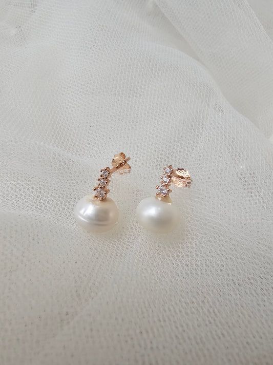 Aretes de perla rosegold