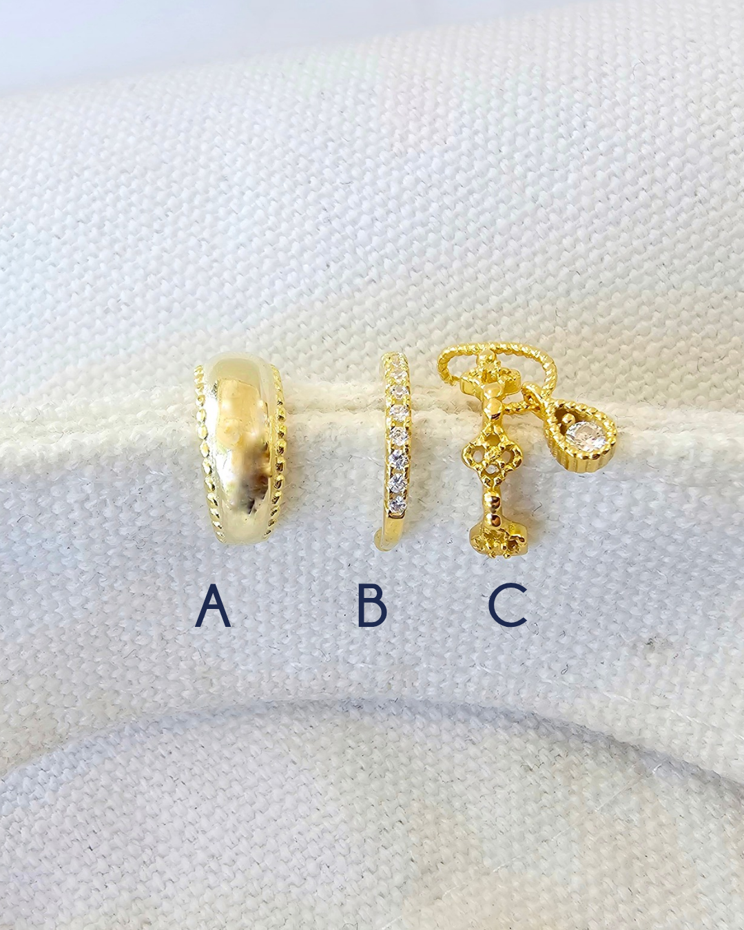 Golden sparkling earcuffs